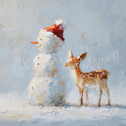 Cute Snowman Frame Tv Art, Digital Download Art for Frame Tv, Winter Tv Art, Christmas Tv Art, Painting Frame Tv Art