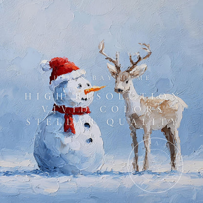 Cute Snowman Frame Tv Art, Digital Download Art for Frame Tv, Winter Tv Art, Christmas Tv Art, Painting Frame Tv Art