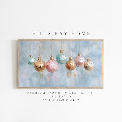 Ornament Frame Tv Art, Digital Download Art for Frame Tv, Winter Tv Art, Christmas Tv Art, Painting Frame Tv Art