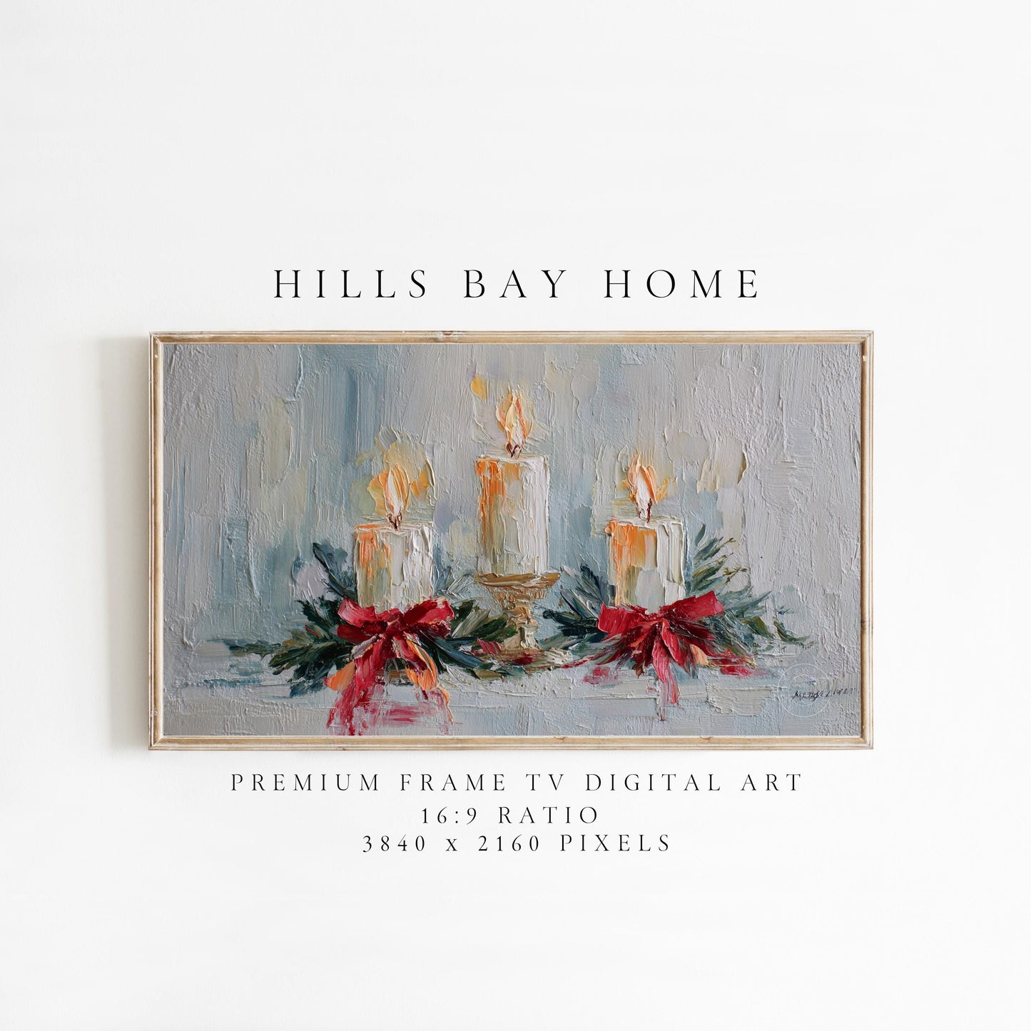 Christmas Candles Frame Tv Art, Digital Download Art for Frame Tv, Winter Tv Art, Christmas Tv Art, Painting Frame Tv Art