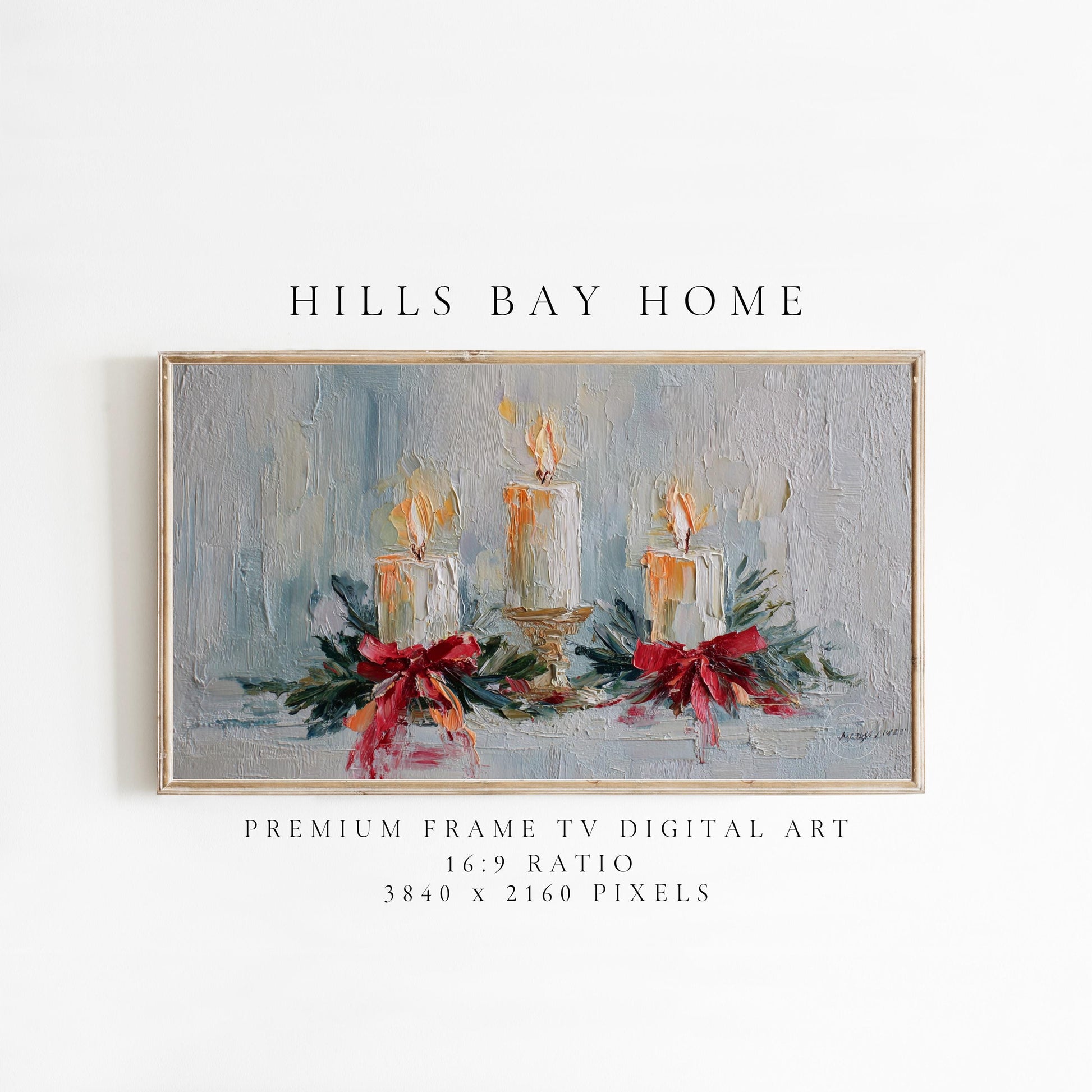 Christmas Candles Frame Tv Art, Digital Download Art for Frame Tv, Winter Tv Art, Christmas Tv Art, Painting Frame Tv Art
