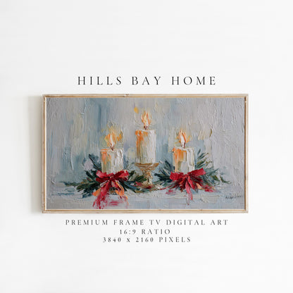 Christmas Candles Frame Tv Art, Digital Download Art for Frame Tv, Winter Tv Art, Christmas Tv Art, Painting Frame Tv Art