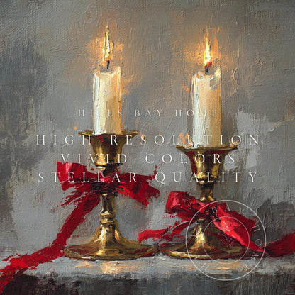 Christmas Candles Frame Tv Art, Digital Download Art for Frame Tv, Winter Tv Art, Christmas Tv Art, Painting Frame Tv Art