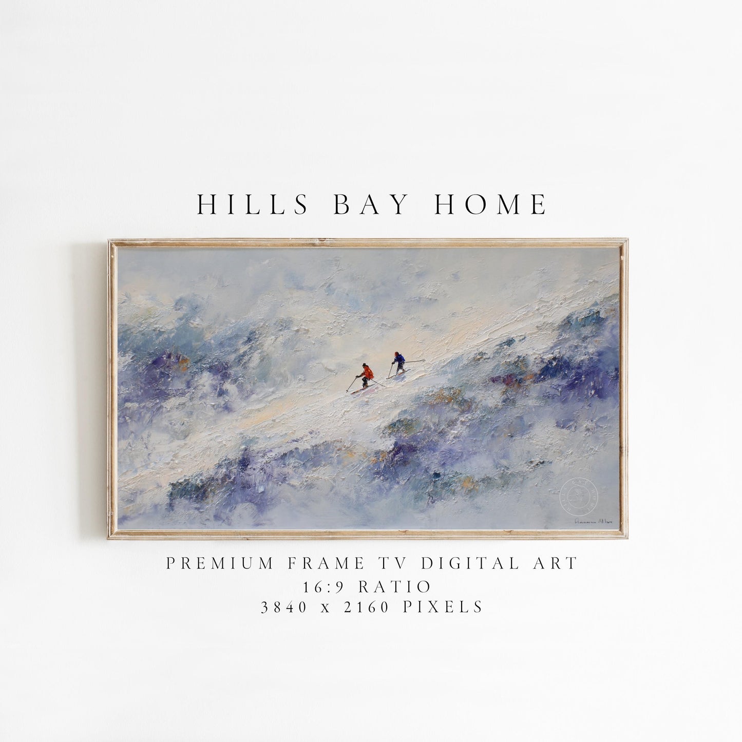 Skiers Frame Tv Art, Digital Download Art for Frame Tv, Winter Tv Art, Ski Tv Art, Painting Frame Tv Art