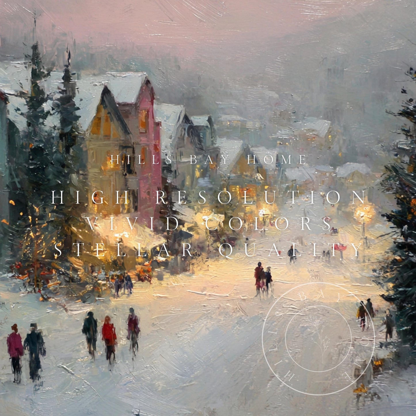 Ski Village Frame Tv Art, Digital Download Art for Frame Tv, Winter Tv Art, Ski Tv Art, Painting Frame Tv Art
