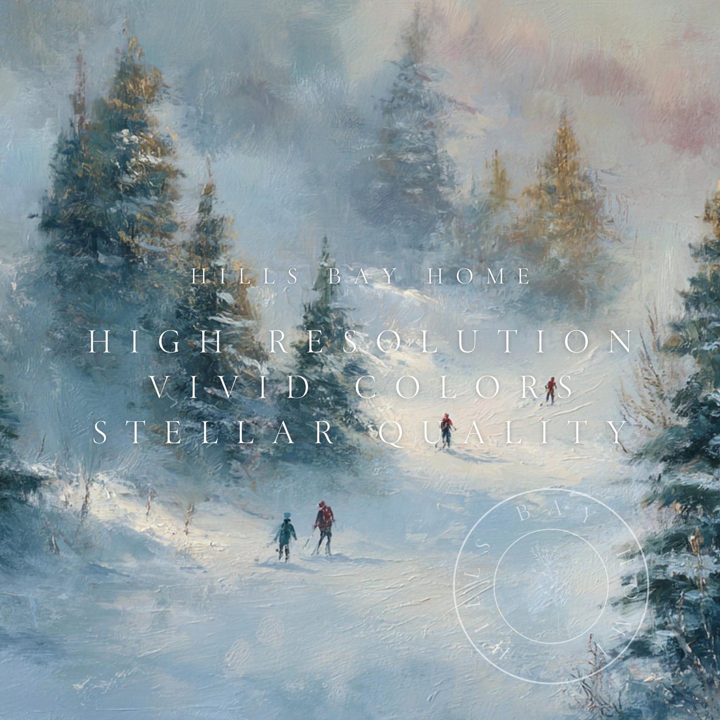 Skiers Frame Tv Art, Digital Download Art for Frame Tv, Winter Tv Art, Ski Tv Art, Painting Frame Tv Art