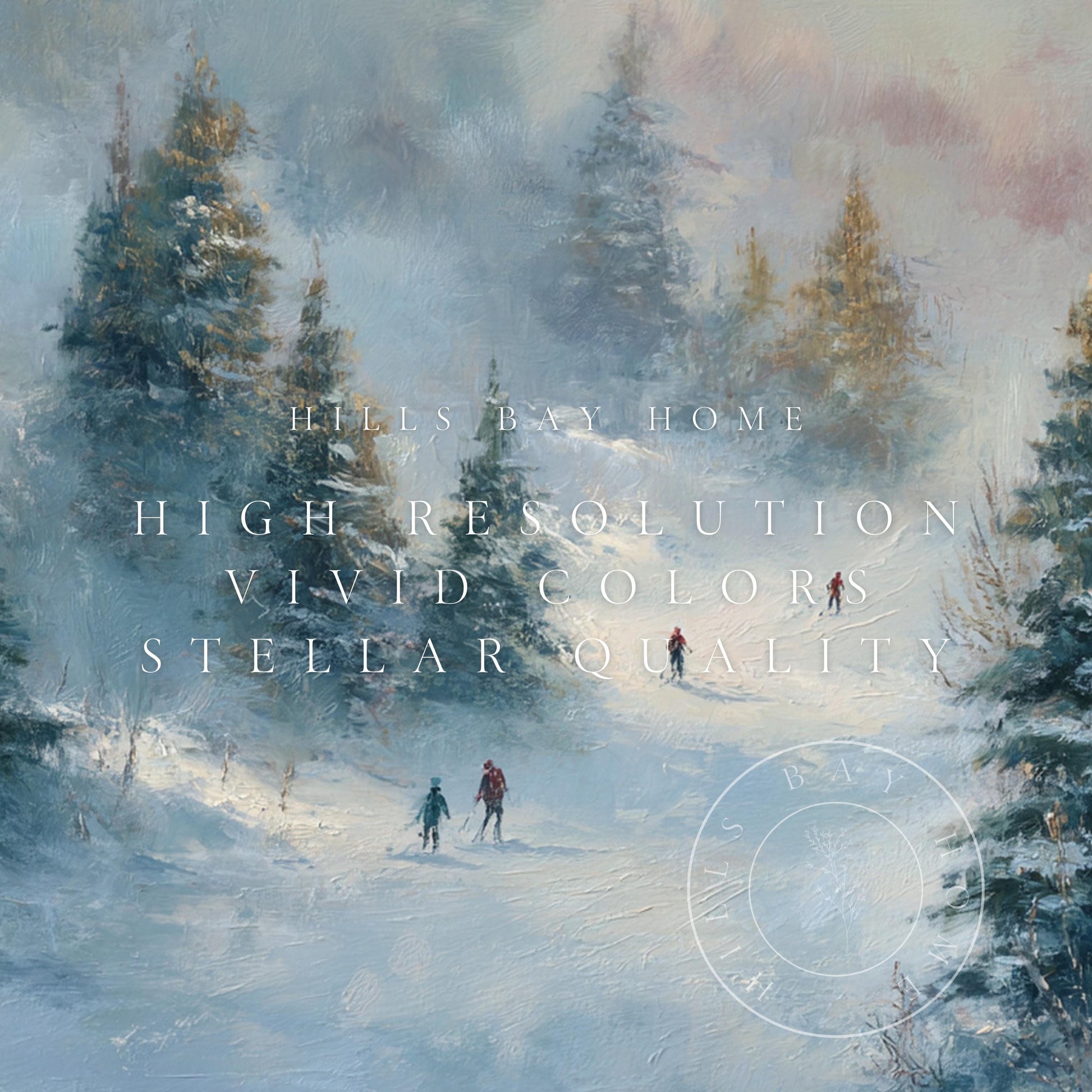 Skiers Frame Tv Art, Digital Download Art for Frame Tv, Winter Tv Art, Ski Tv Art, Painting Frame Tv Art