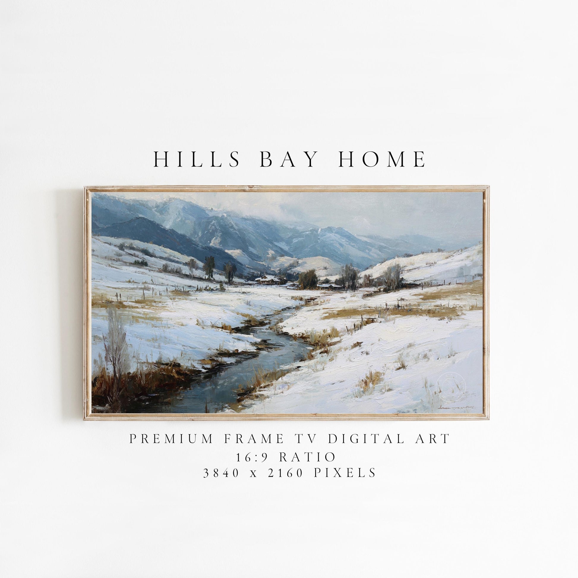 Snowy Mountain Frame Tv Art, Digital Download Art for Frame Tv, Winter Tv Art, Painting Frame Tv Art