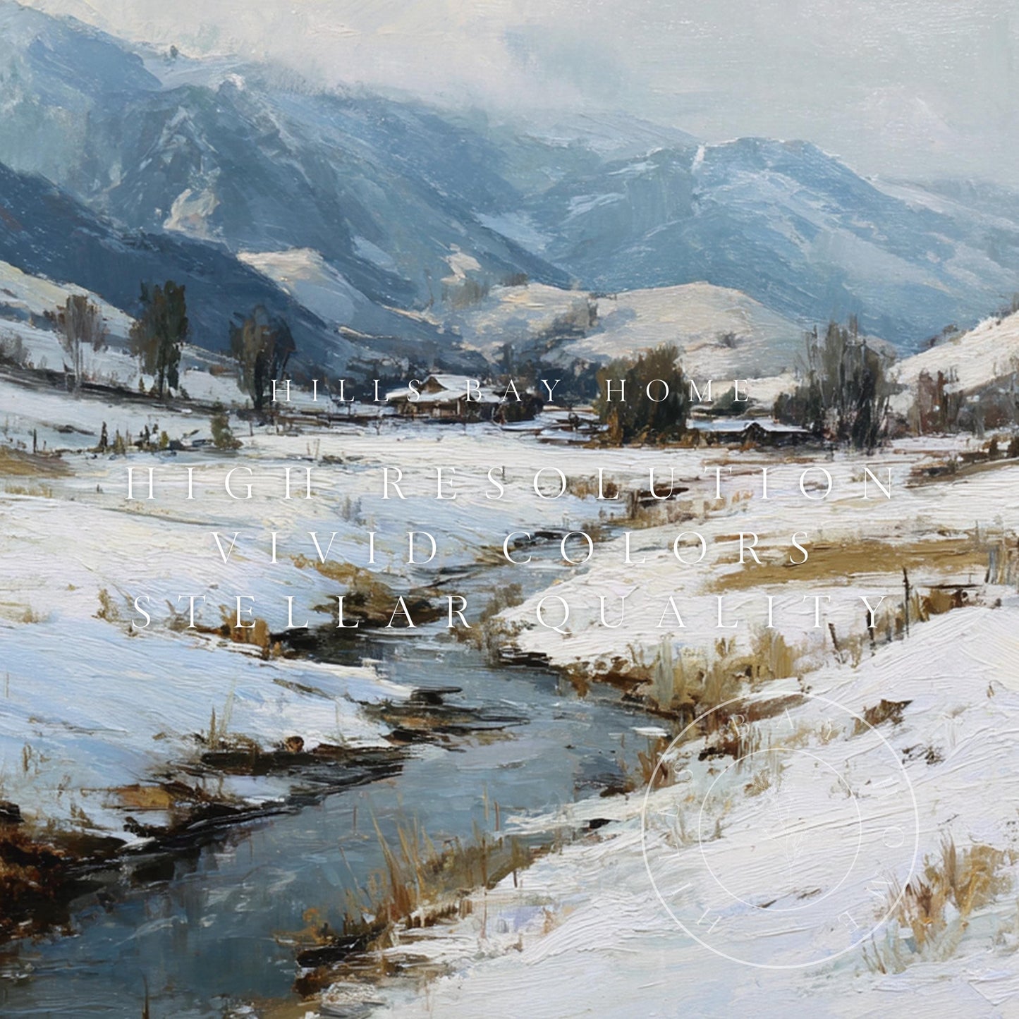 Snowy Mountain Frame Tv Art, Digital Download Art for Frame Tv, Winter Tv Art, Painting Frame Tv Art