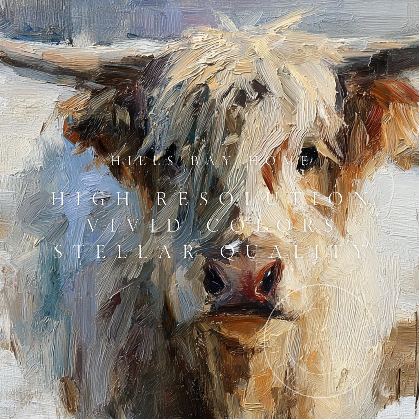 Snowy Highland Cow Frame Tv Art, Digital Download Art for Frame Tv, Winter Tv Art, Painting Frame Tv Art