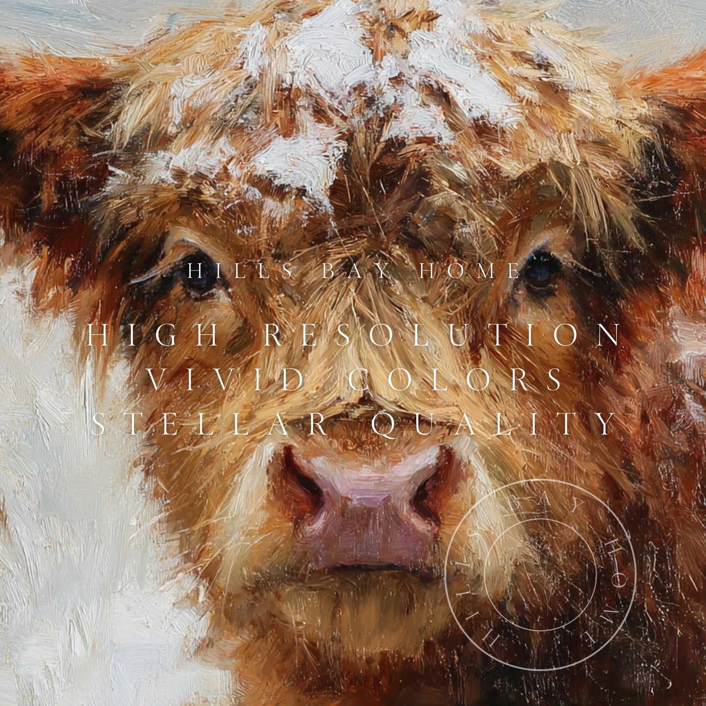Snowy Highland Calf Frame Tv Art, Digital Download Art for Frame Tv, Winter Tv Art, Painting Frame Tv Art