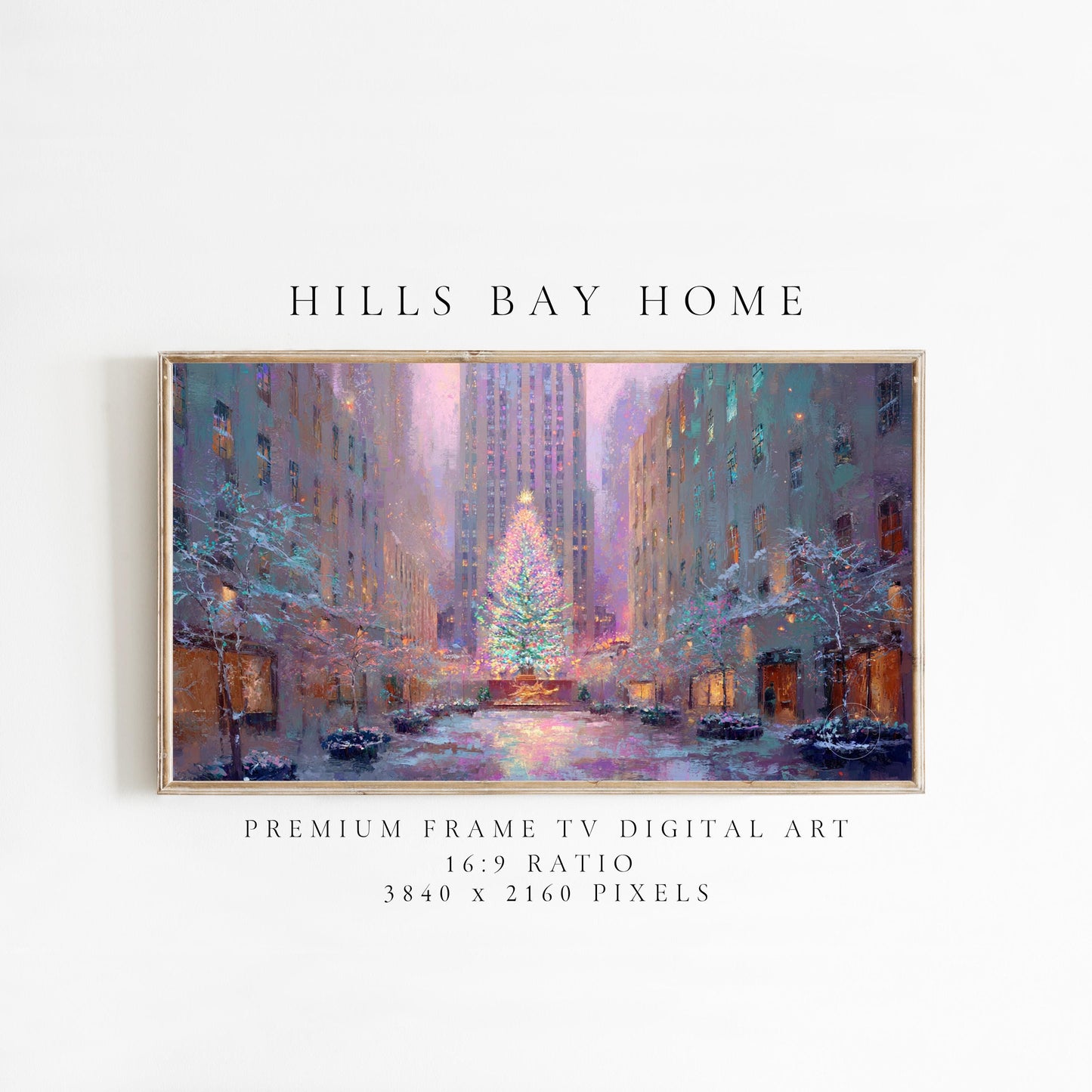 New York City Christmas Frame Tv Art, Digital Download Art for Frame Tv, Winter City Tv Art, Painting Frame Tv Art