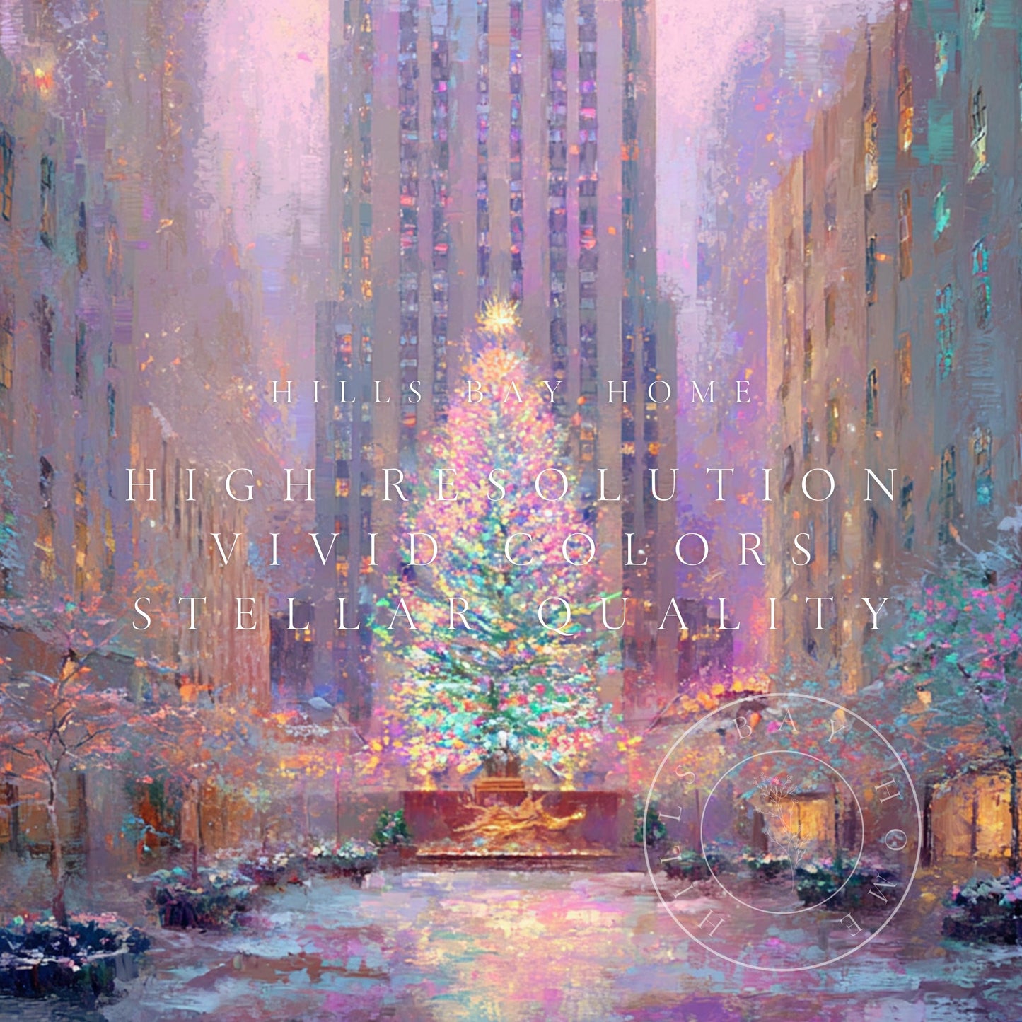 New York City Christmas Frame Tv Art, Digital Download Art for Frame Tv, Winter City Tv Art, Painting Frame Tv Art