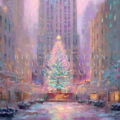 New York City Christmas Frame Tv Art, Digital Download Art for Frame Tv, Winter City Tv Art, Painting Frame Tv Art