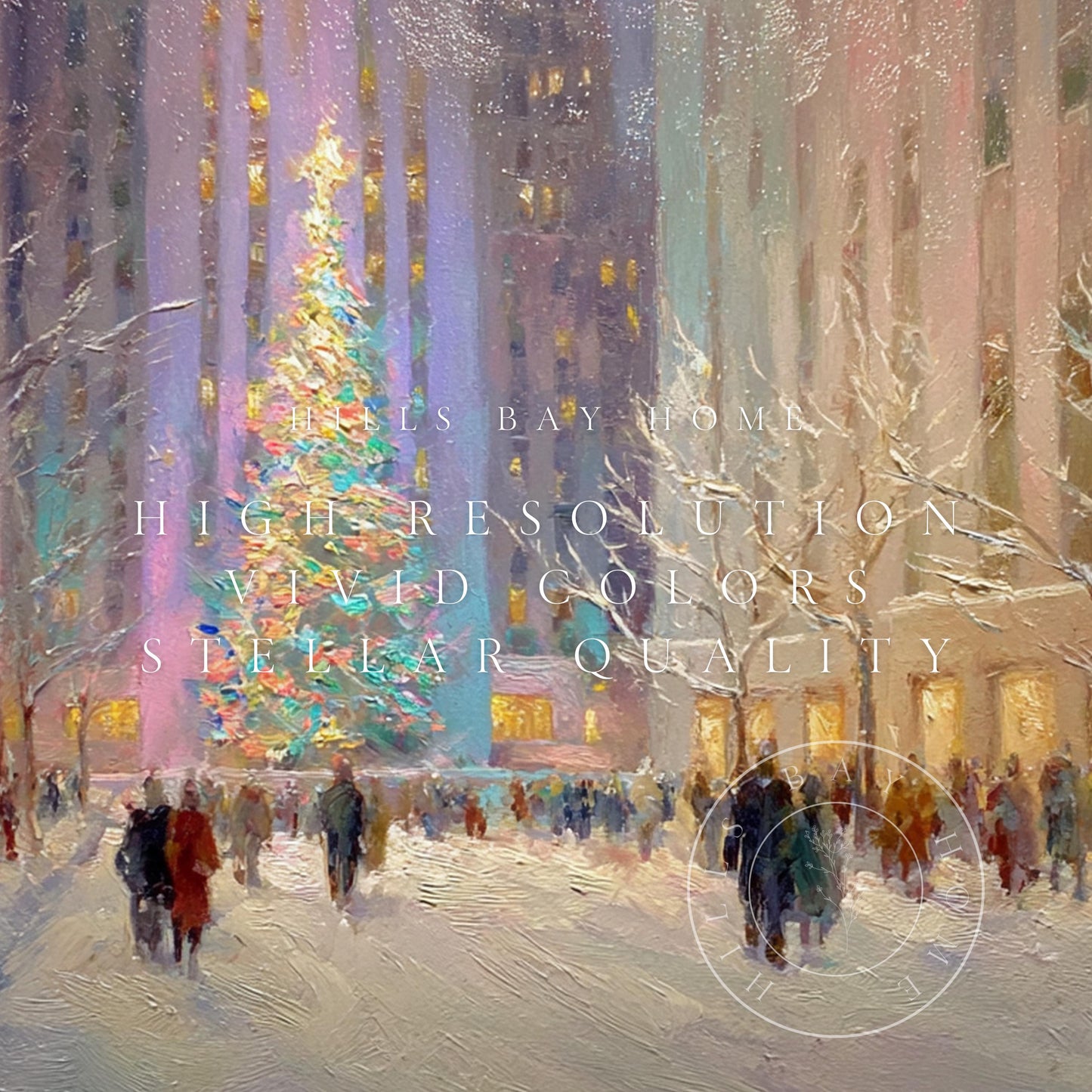 New York City Christmas Frame Tv Art, Digital Download Art for Frame Tv, Winter City Tv Art, Painting Frame Tv Art