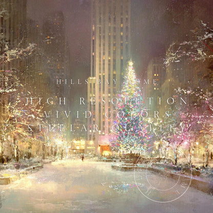 Christmas in the City Frame Tv Art, Digital Download Art for Frame Tv, Winter City Tv Art, Painting Frame Tv Art