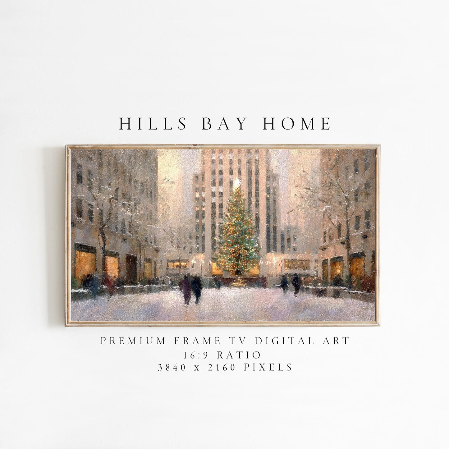 New York City Christmas Frame Tv Art, Digital Download Art for Frame Tv, Winter City Tv Art, Painting Frame Tv Art