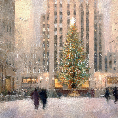 New York City Christmas Frame Tv Art, Digital Download Art for Frame Tv, Winter City Tv Art, Painting Frame Tv Art