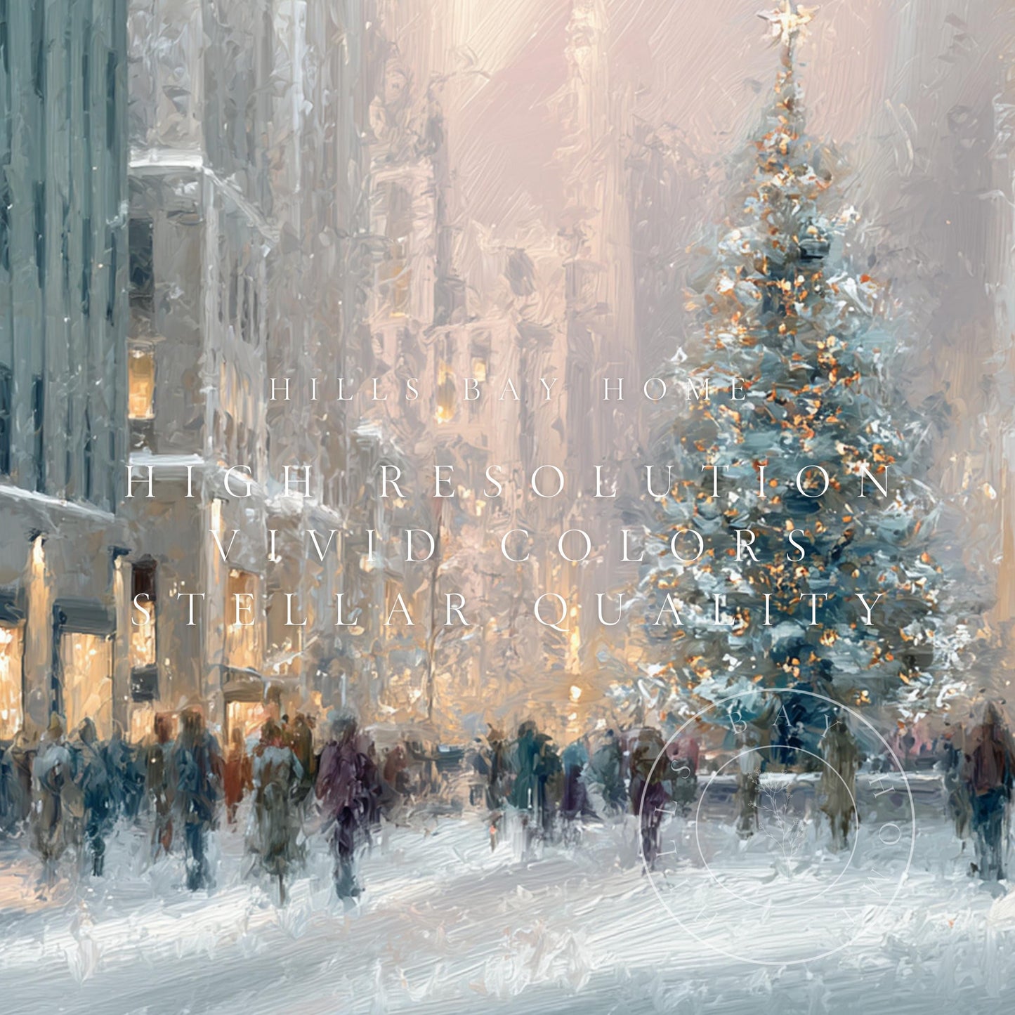 Christmas in the City Frame Tv Art, Digital Download Art for Frame Tv, Winter City Tv Art, Painting Frame Tv Art