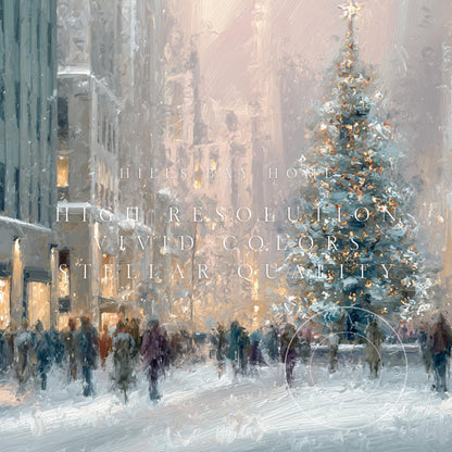 Christmas in the City Frame Tv Art, Digital Download Art for Frame Tv, Winter City Tv Art, Painting Frame Tv Art