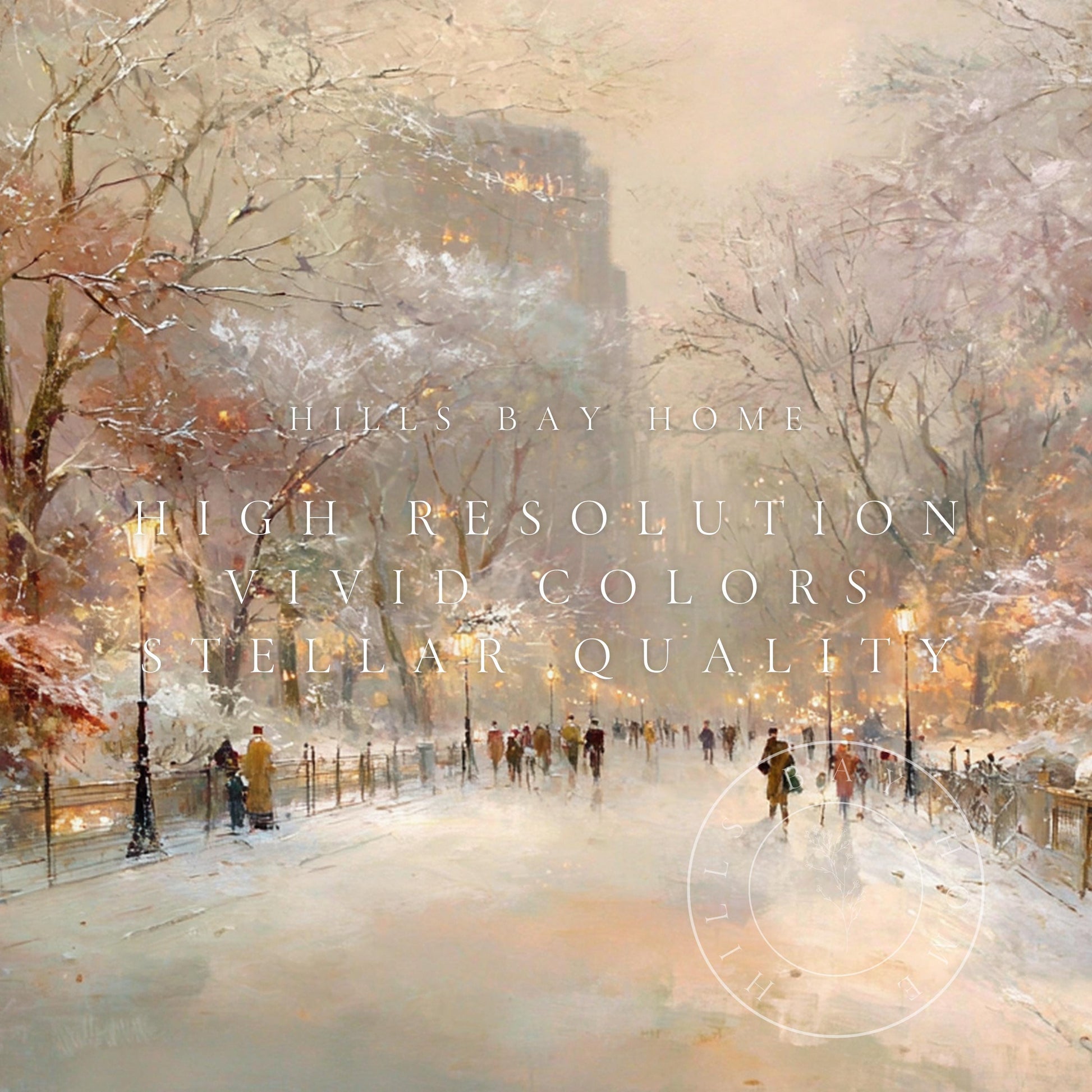Snowy Park Frame Tv Art, Digital Download Art for Frame Tv, Winter City Tv Art, Painting Frame Tv Art
