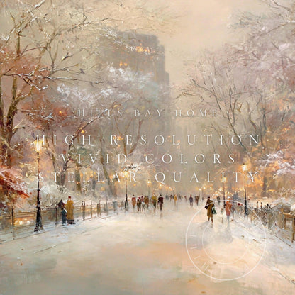 Snowy Park Frame Tv Art, Digital Download Art for Frame Tv, Winter City Tv Art, Painting Frame Tv Art