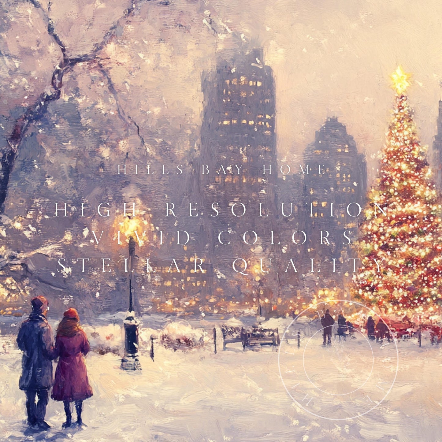 Christmas in the City Frame Tv Art, Digital Download Art for Frame Tv, Winter City Tv Art, Painting Frame Tv Art