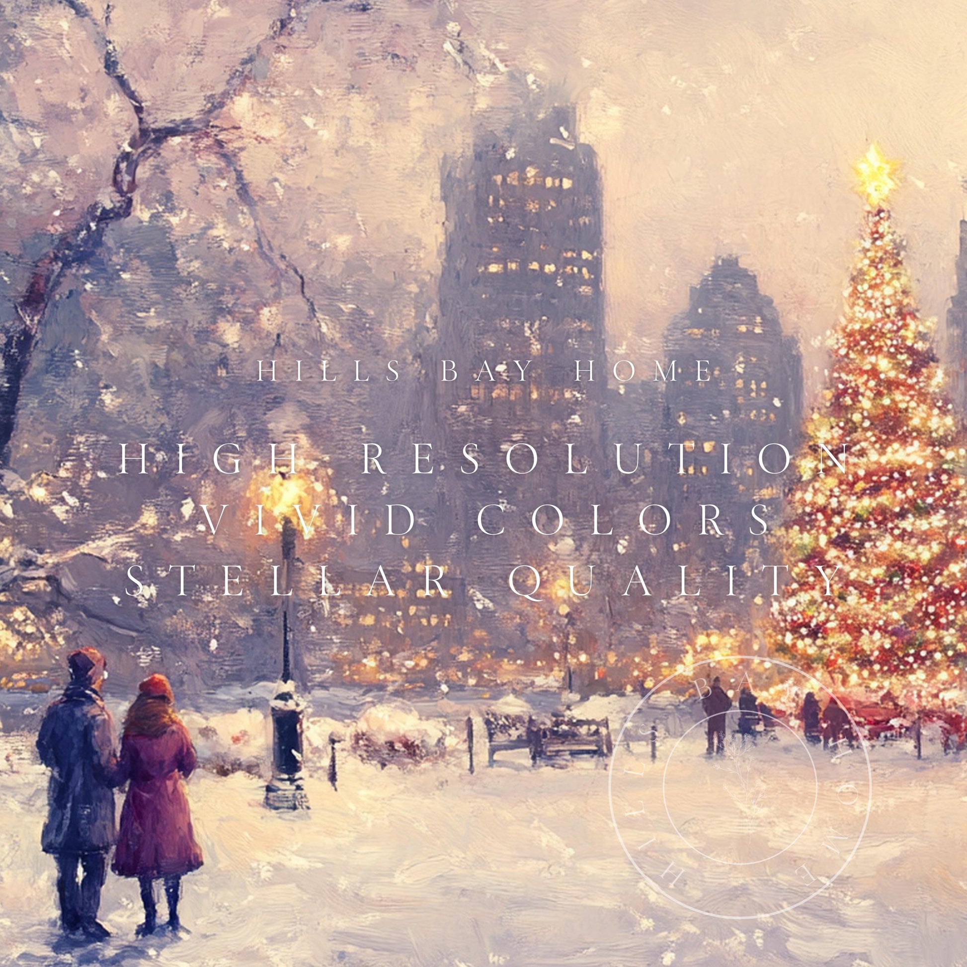 Christmas in the City Frame Tv Art, Digital Download Art for Frame Tv, Winter City Tv Art, Painting Frame Tv Art
