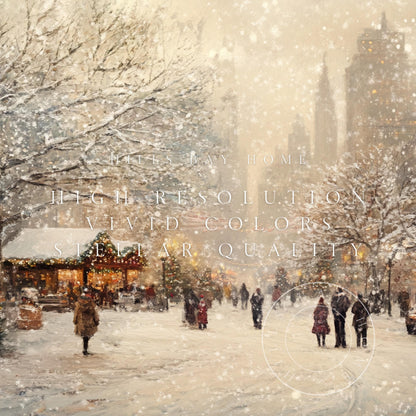 Christmas in the City Frame Tv Art, Digital Download Art for Frame Tv, Winter City Tv Art, Painting Frame Tv Art