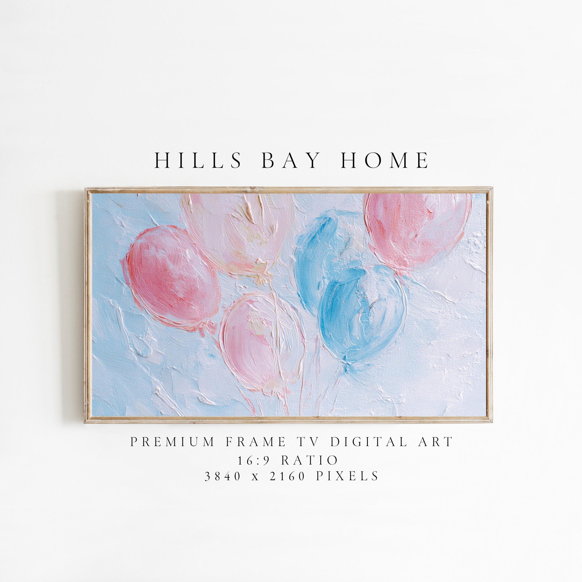 Birthday Tv Art, Digital Download Art for Frame Tv, Celebration Tv Art, Ballons Tv Art, Oil Painting Frame Tv Art