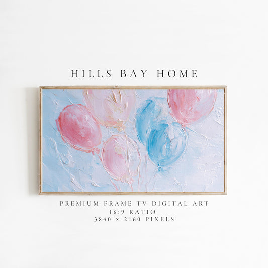 Birthday Tv Art, Digital Download Art for Frame Tv, Celebration Tv Art, Ballons Tv Art, Oil Painting Frame Tv Art