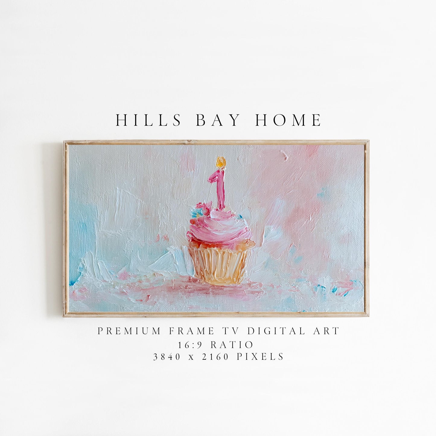 Birthday Tv Art, Digital Download Art for Frame Tv, Celebration Tv Art, Cupcake Tv Art, First Birthday Tv Art, Oil Painting Frame Tv Art