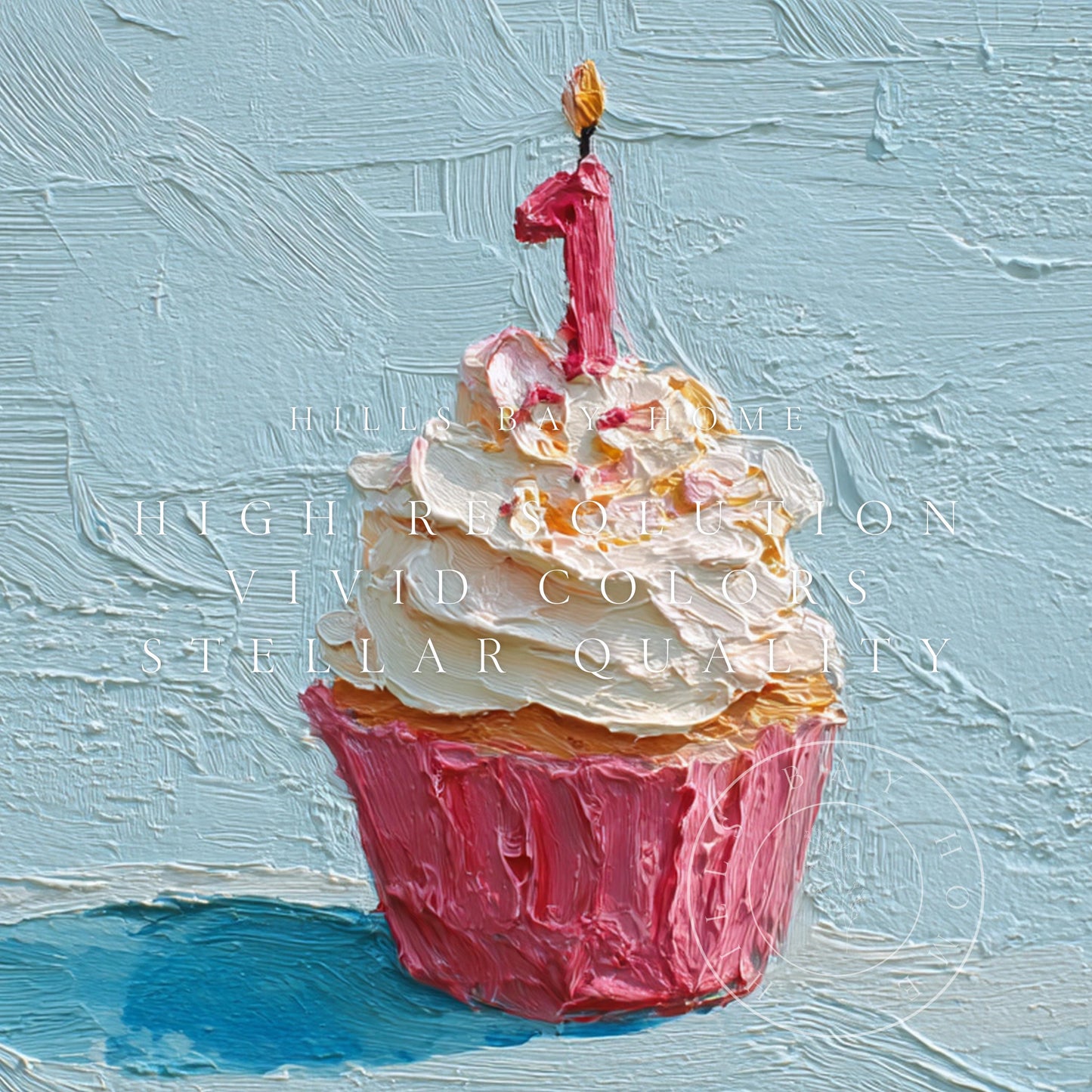 Birthday Tv Art, Digital Download Art for Frame Tv, Celebration Tv Art, Cupcake Tv Art, First Birthday Tv Art, Oil Painting Frame Tv Art