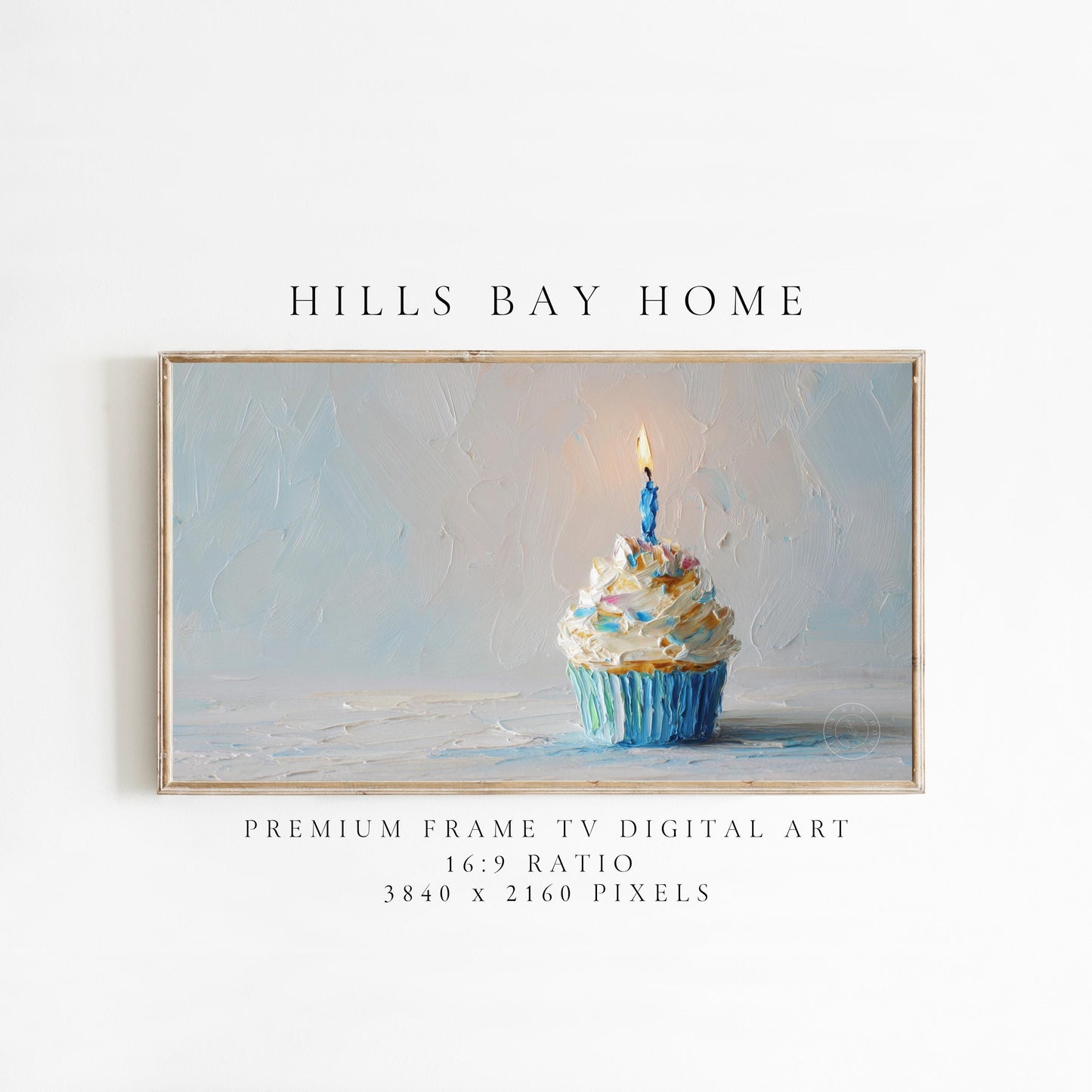 Birthday Cupcake Tv Art, Digital Download Art for Frame Tv, Celebration Tv Art, Birthday Tv Art, Oil Painting Frame Tv Art