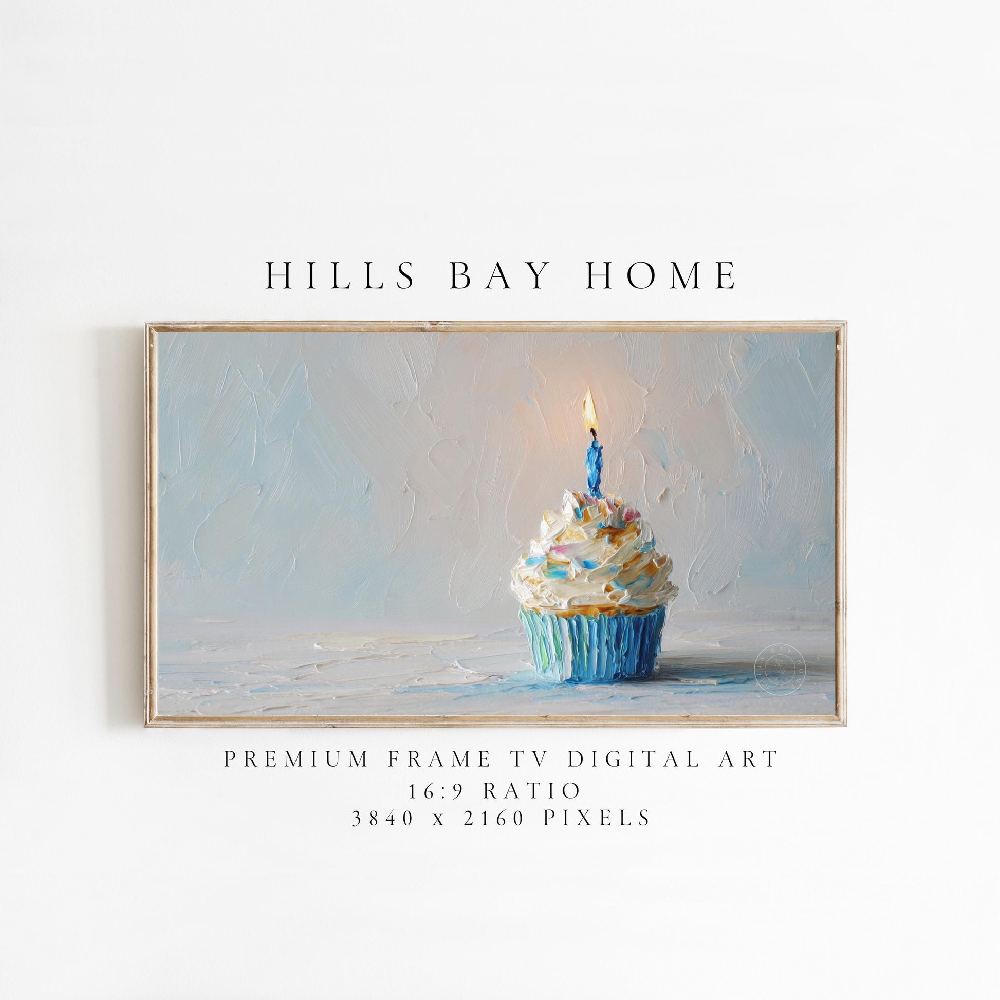 Birthday Cupcake Tv Art, Digital Download Art for Frame Tv, Celebration Tv Art, Birthday Tv Art, Oil Painting Frame Tv Art