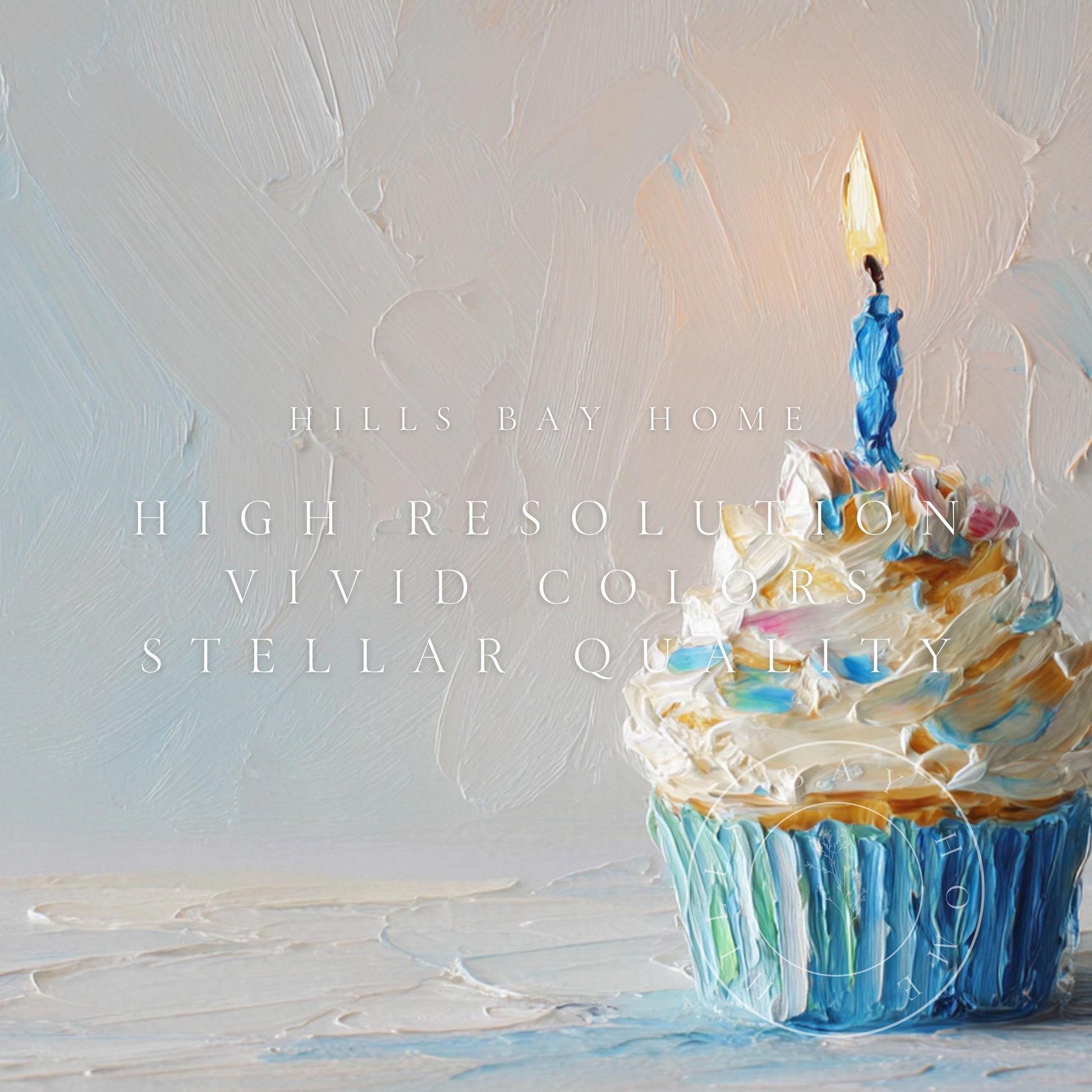 Birthday Cupcake Tv Art, Digital Download Art for Frame Tv, Celebration Tv Art, Birthday Tv Art, Oil Painting Frame Tv Art