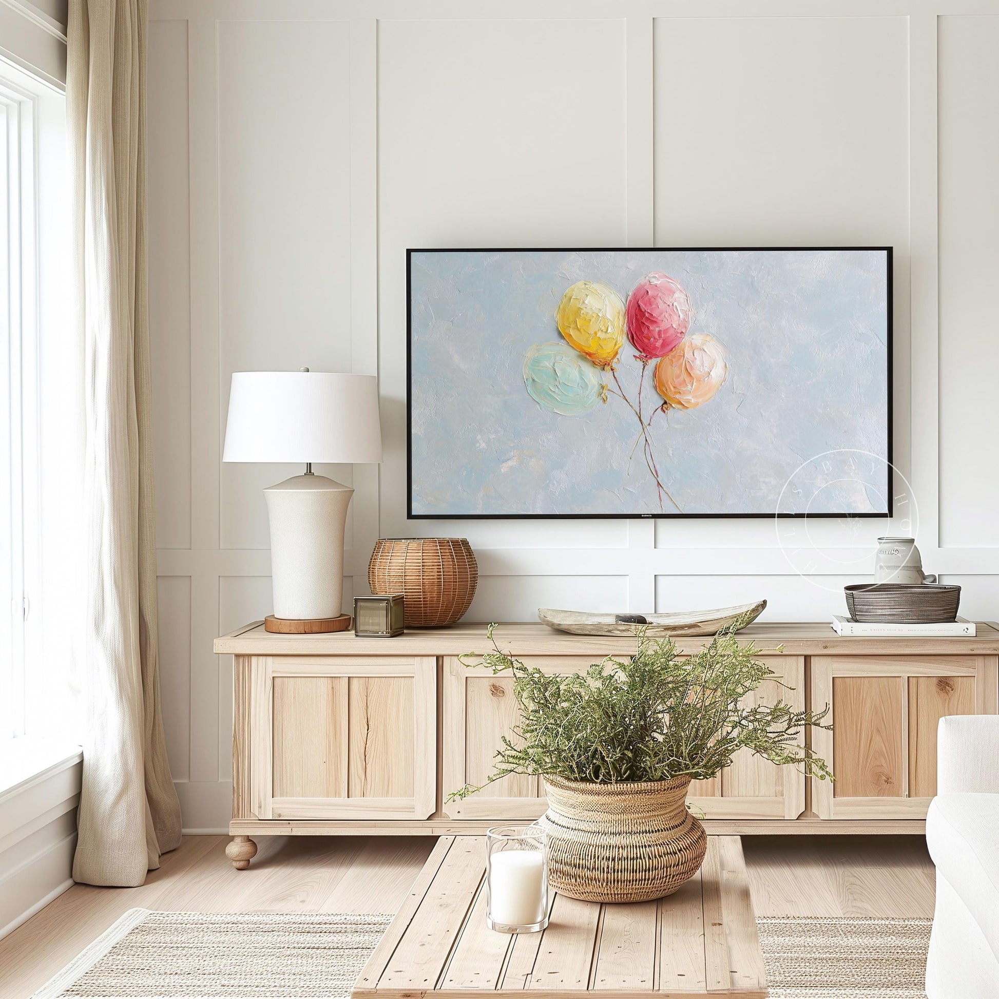Balloons Tv Art, Digital Download Art for Frame Tv, Birthday Balloon Tv Art, Oil Painting Frame Tv Art, Celebration Tv Art