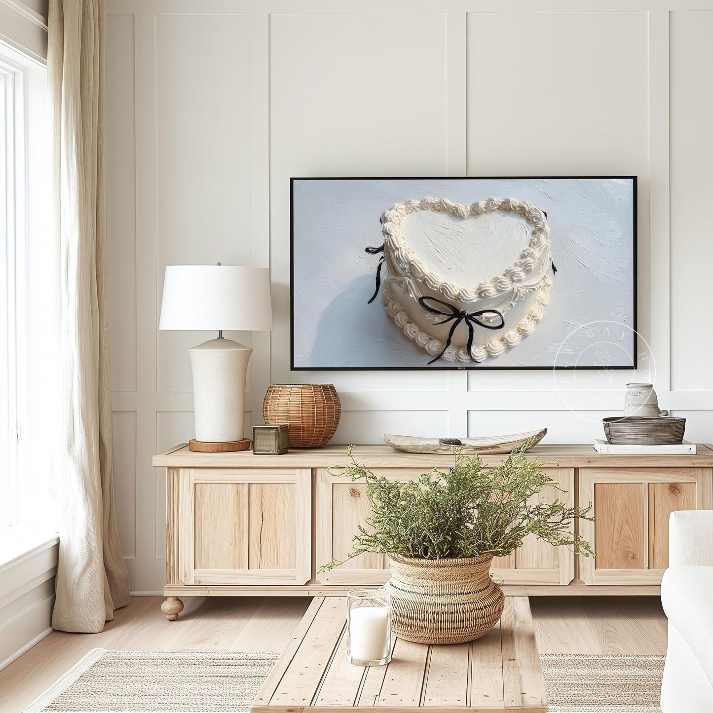 Vintage Heart Cake Tv Art, Digital Download Art for Frame Tv, Celebration Tv Art, Birthday Tv Art, Bridal Tv Art, Oil Painting Frame Tv Art