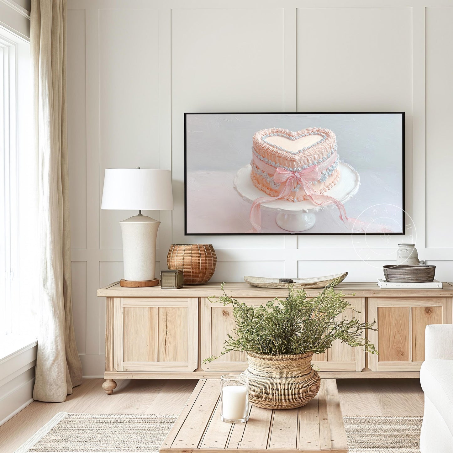 Vintage Heart Cake Tv Art, Digital Download Art for Frame Tv, Celebration Tv Art, Birthday Tv Art, Bridal Tv Art, Oil Painting Frame Tv Art