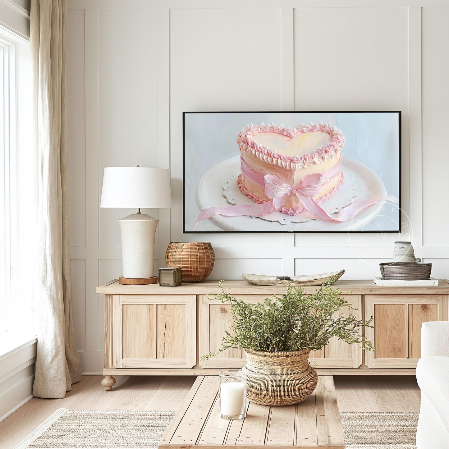 Vintage Heart Cake Tv Art, Digital Download Art for Frame Tv, Celebration Tv Art, Birthday Tv Art, Bridal Tv Art, Oil Painting Frame Tv Art