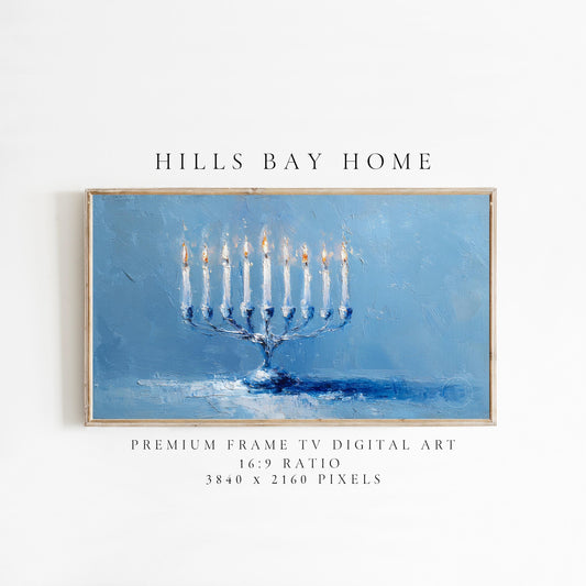 Hanukkah Frame Tv Art, Digital Download Art for Frame Tv, Holiday Tv Art, Menorah Tv Art, Painting Frame Tv Art