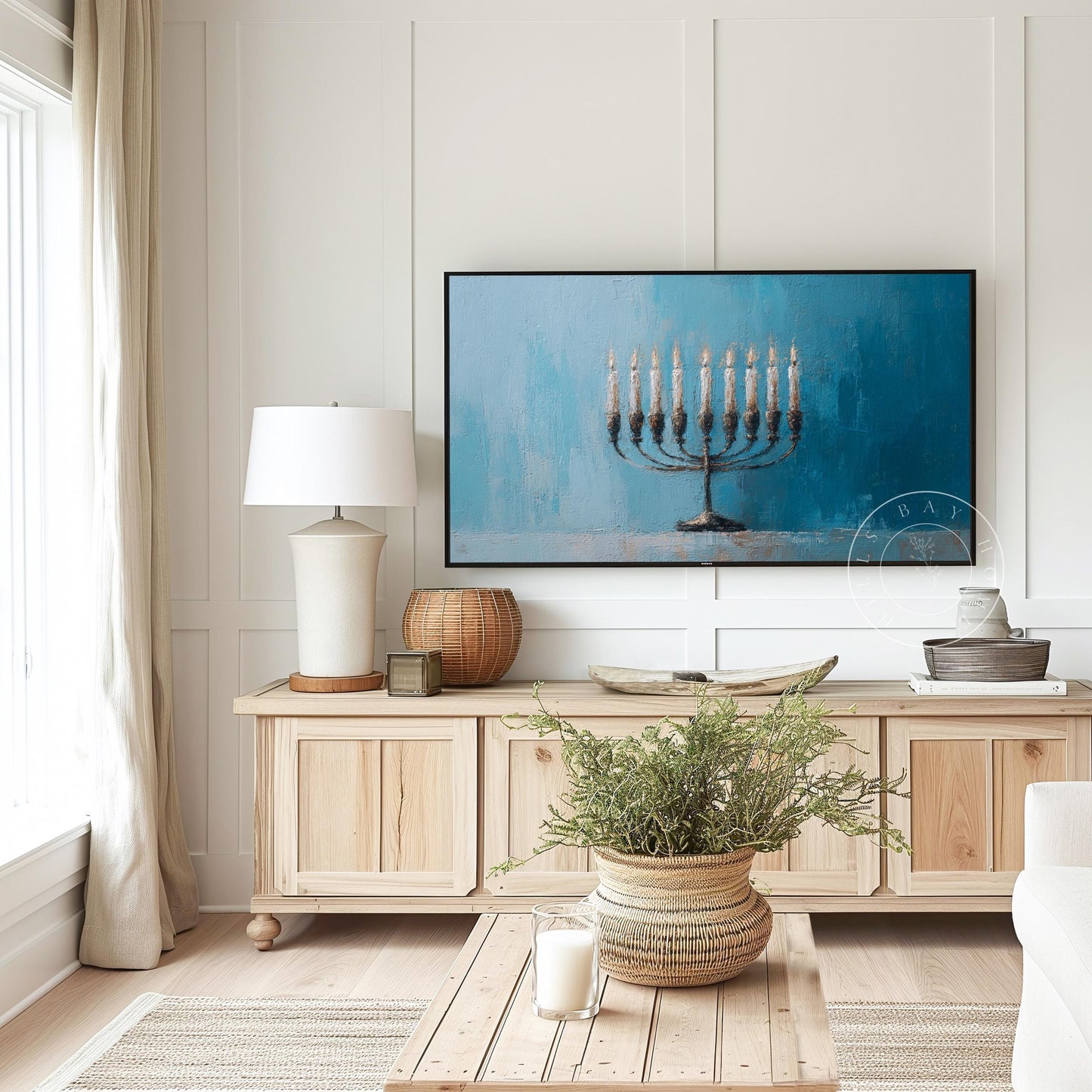 Hanukkah Frame Tv Art, Digital Download Art for Frame Tv, Holiday Tv Art, Menorah Tv Art, Painting Frame Tv Art