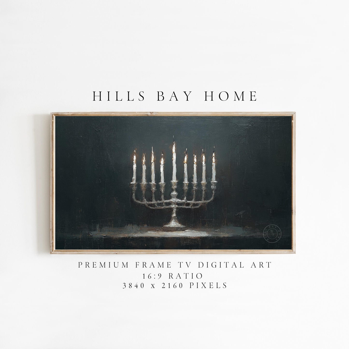 Hanukkah Frame Tv Art, Digital Download Art for Frame Tv, Holiday Tv Art, Menorah Tv Art, Painting Frame Tv Art