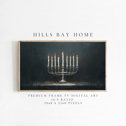 Hanukkah Frame Tv Art, Digital Download Art for Frame Tv, Holiday Tv Art, Menorah Tv Art, Painting Frame Tv Art