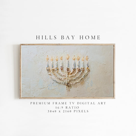 Hanukkah Frame Tv Art, Digital Download Art for Frame Tv, Holiday Tv Art, Menorah Tv Art, Painting Frame Tv Art