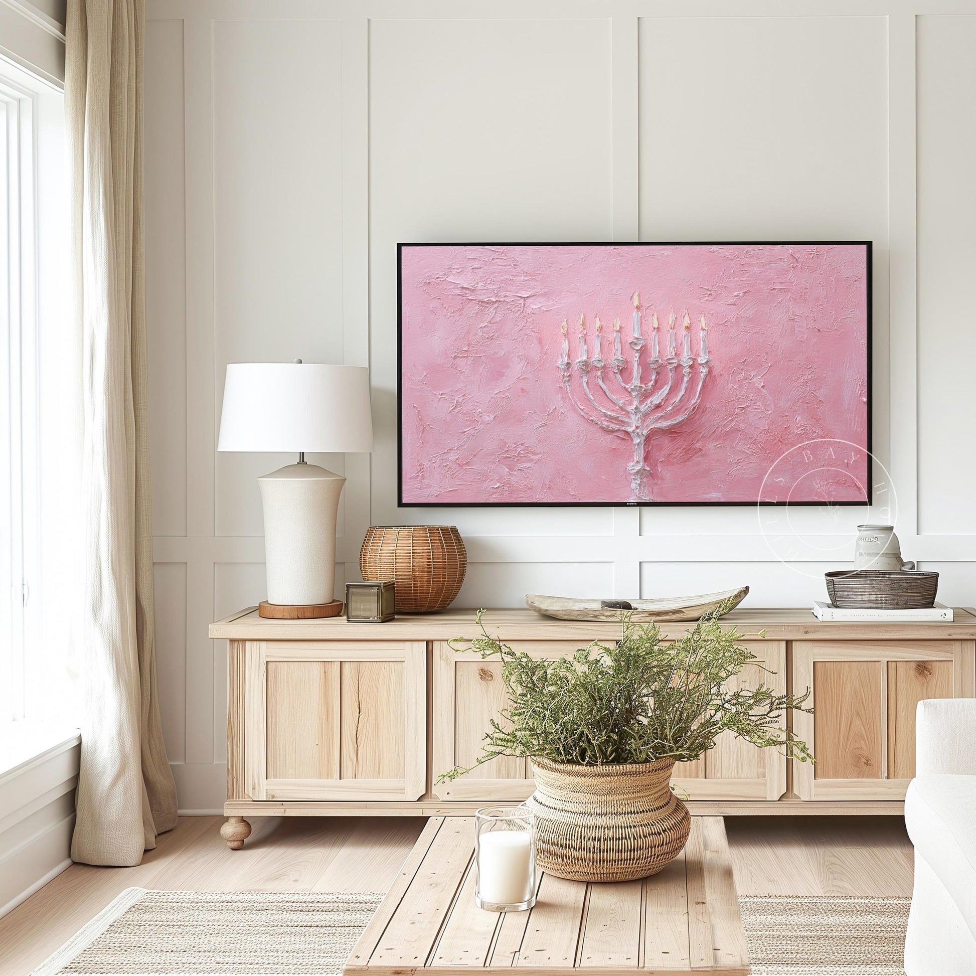 Hanukkah Frame Tv Art, Digital Download Art for Frame Tv, Holiday Tv Art, Menorah Tv Art, Painting Frame Tv Art