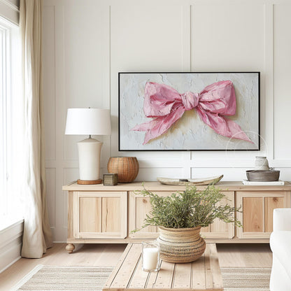Pink Bow Frame Tv Art, Digital Download Art for Frame Tv, Vintage Tv Art, Coquette Tv Art, Preppy Frame Tv Art, Bridal Tv Art