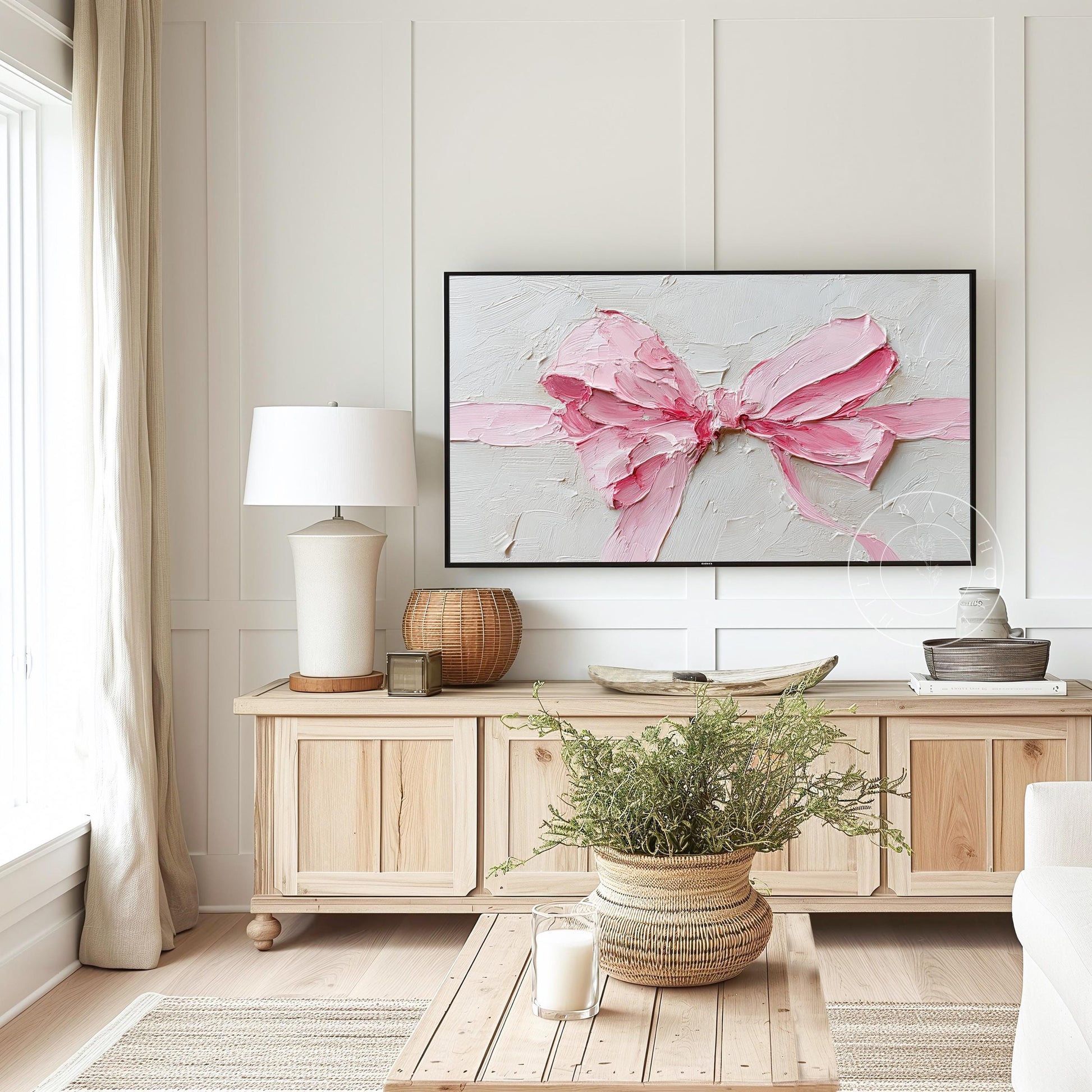 Pink Bow Frame Tv Art, Digital Download Art for Frame Tv, Vintage Tv Art, Coquette Tv Art, Preppy Frame Tv Art, Bridal Tv Art
