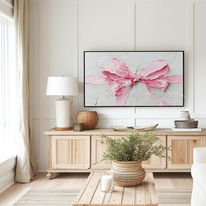 Pink Bow Frame Tv Art, Digital Download Art for Frame Tv, Vintage Tv Art, Coquette Tv Art, Preppy Frame Tv Art, Bridal Tv Art