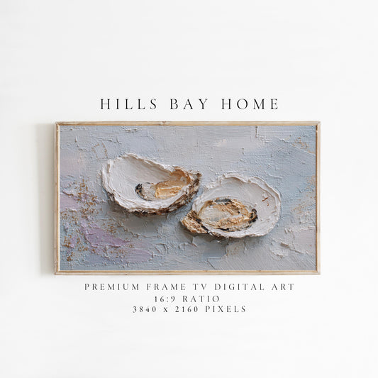 Oyster Frame Tv Art, Digital Download Art for Frame Tv, Coastal Tv Art, Beach Tv Art, Painting Frame Tv Art